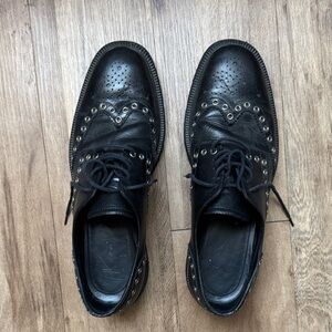 Giuseppe Zanotti Black Leather Oxfords with Silver Accents